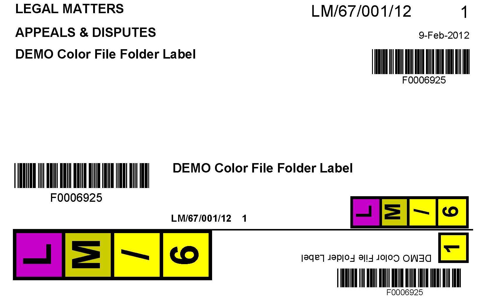 Sample color label